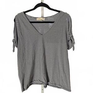 Michael Kors Striped Women's Top with Tie Sleeve Detail XL